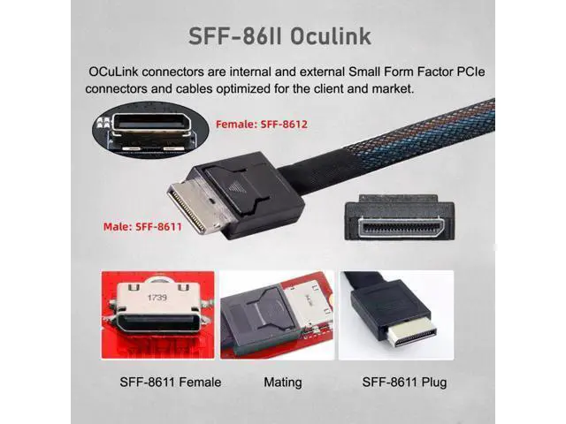Alt view image 2 of 7 - Oculink SFF-8612 SFF-8611 to M.2 NGFF M-Key to NVME PCIe SSD 2280 SSD Enclosure Adapter for Mainboard SF-087