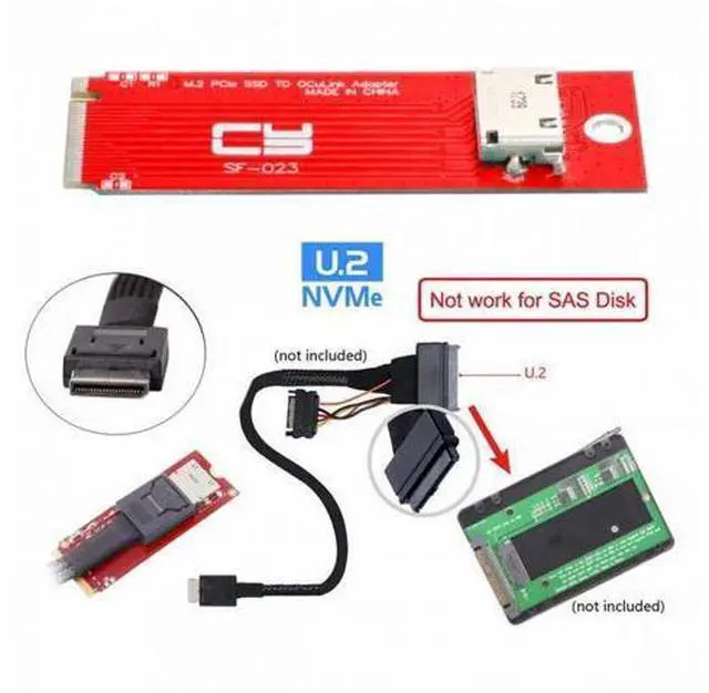 Alt view image 5 of 7 - U.2 SFF-8639 Cable PCI-E 3.0 M.2 M-key to Oculink SFF-8612 SFF-8611 Host Adapter for PCIe Nvme SSD 2260 SF-017+023