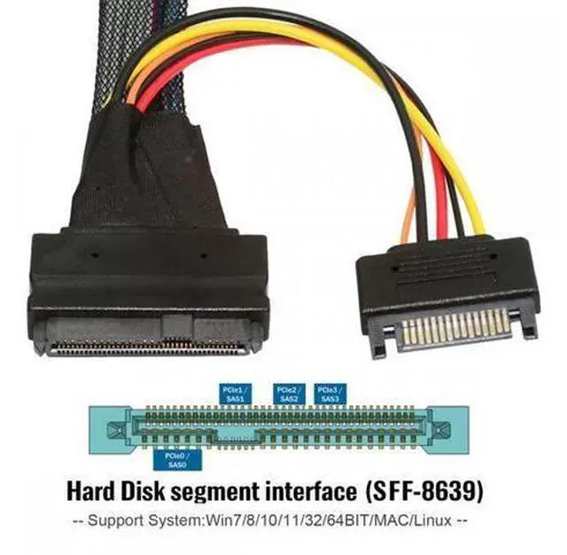 Alt view image 4 of 7 - U.2 U2 SFF-8639 NVME PCIe SSD Cable for Mainboard SSD 750 p3600 p3700 M.2 SFF-8643 Mini SAS HD SF-093