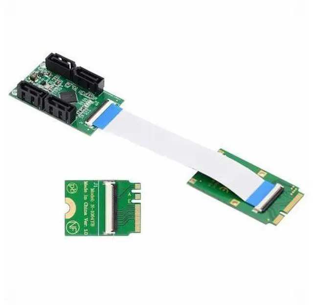 Main image of Mini PCI-E PCI Express & NGFF A+E Key to SATA 3.0 Four Ports Adapter Cable 6Gbps Hard Drive Extension Card for SSD SA-064