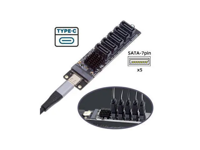 Alt view image 6 of 7 - 10Gbps USB-C Type-C to NGFF Key B+M SATA 6Gbps 5 Ports Adapter Converter PM Port Multiplier Selector JMB575 JMS580 SA-035-TC