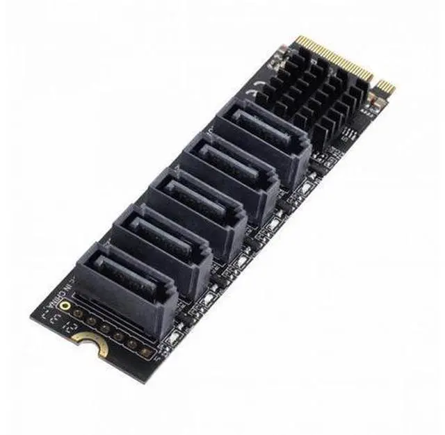 Main image of NGFF NVME M-Key PCI Express to SATA 3.0 6Gbps 5 Ports Adapter Converter Hard Drive Extension Card JMB585 2280 SA-004-5P