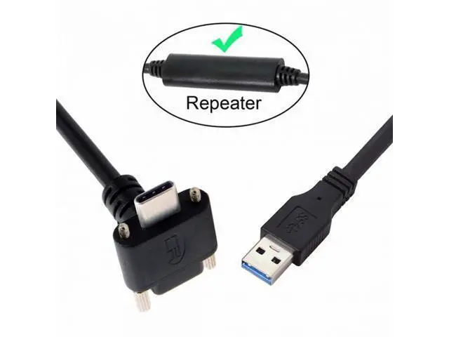 Alt view image 2 of 7 - Down Up Angled USB 3.1 Type-C Dual Screw Locking to USB3.0 Data GL3523 Extender Cable 90 Degree for Camera Link (8 Meters) UC-128-8.0M F