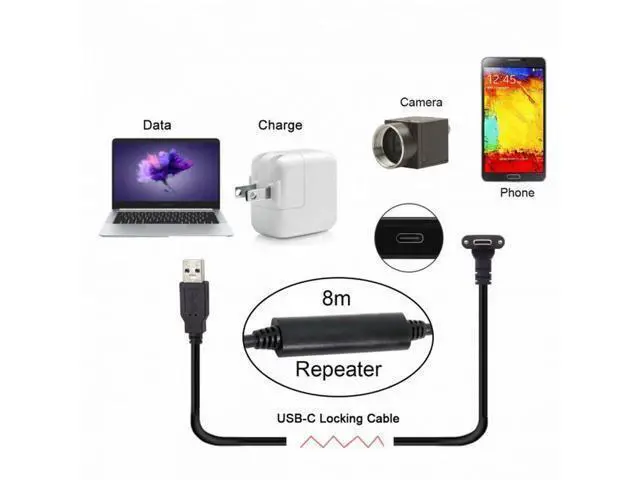 Alt view image 7 of 7 - Down Up Angled USB 3.1 Type-C Dual Screw Locking to USB3.0 Data GL3523 Extender Cable 90 Degree for Camera Link (8 Meters) UC-128-8.0M F