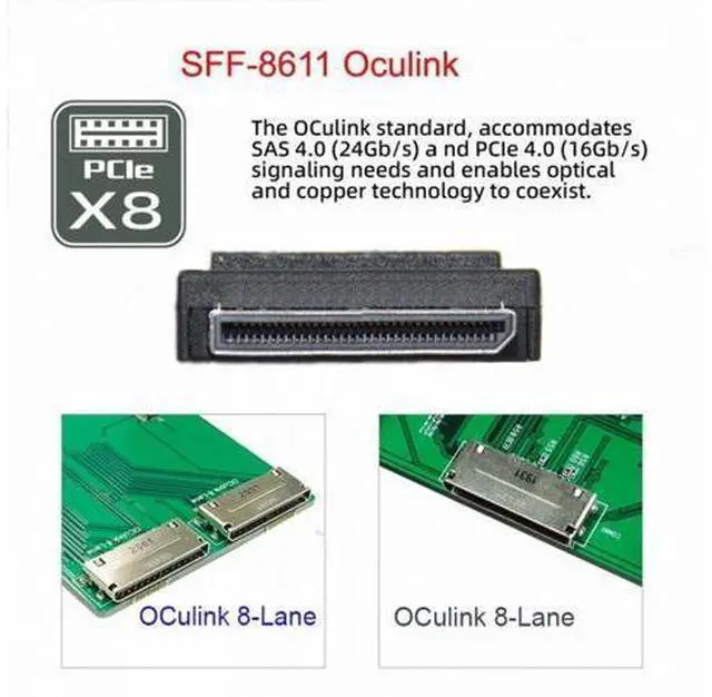 Alt view image 6 of 7 - OCuLink PCIe PCI-Express SFF-8611 8x 8-Lane to Dual SFF-8087 4x SSD Data Active Cable 50cm SF-050