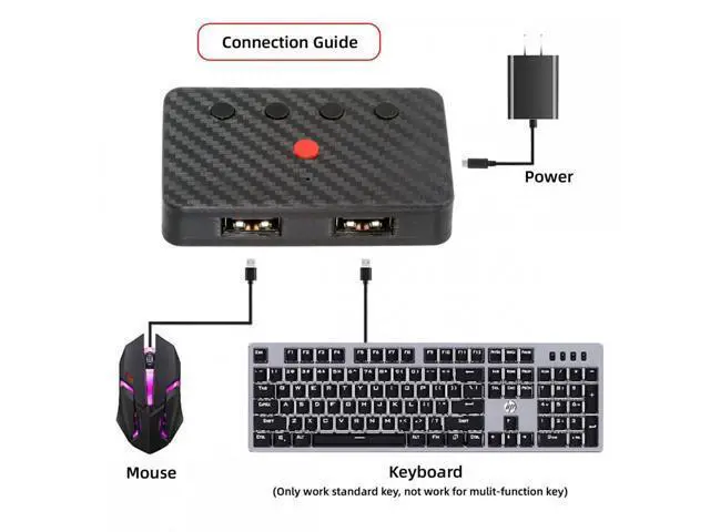 Alt view image 5 of 7 - USB Wired Keyboard and Mouse Convert to Wireless 2.4G Bluetooth(BT) Converter with Receiver Type-C Power for Laptop Tablet Phone U2-016-AF001
