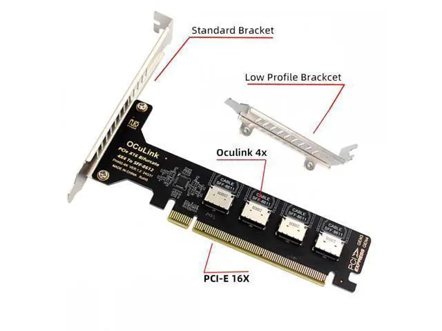 Alt view image 5 of 7 - PCI-Express 4.0 PCIE 16x Detachable to Four Oculink SFF-8612 SFF-8611 Internal VROC Raid0 Adapter for U.2 SSD eGPU External Graphics Card Dock