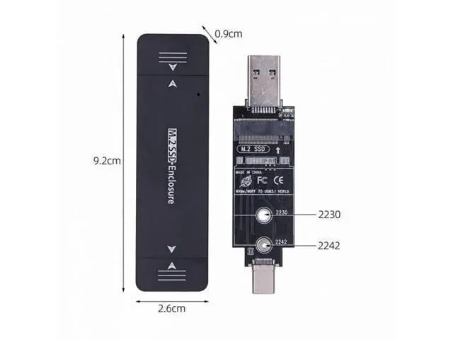 Alt view image 2 of 7 - Combo Type-C USB3.0 to NVME M-key M.2 NGFF SATA SSD PCBA Case 2230/2242mm Adapter RTL9210B Chipset UC-057-2242MM