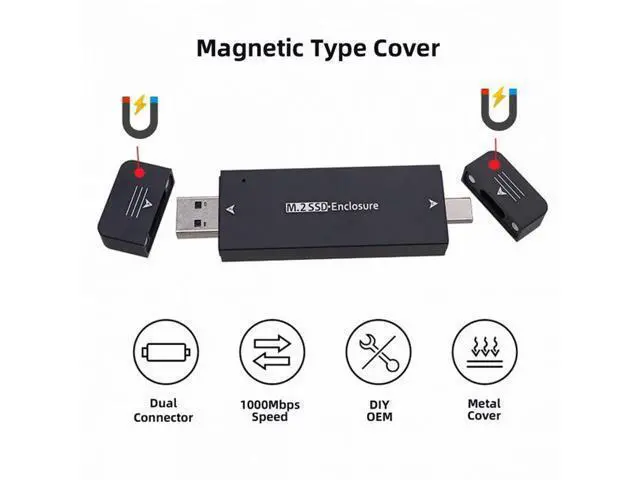 Alt view image 6 of 7 - Combo Type-C USB3.0 to NVME M-key M.2 NGFF SATA SSD PCBA Case 2230/2242mm Adapter RTL9210B Chipset UC-057-2242MM