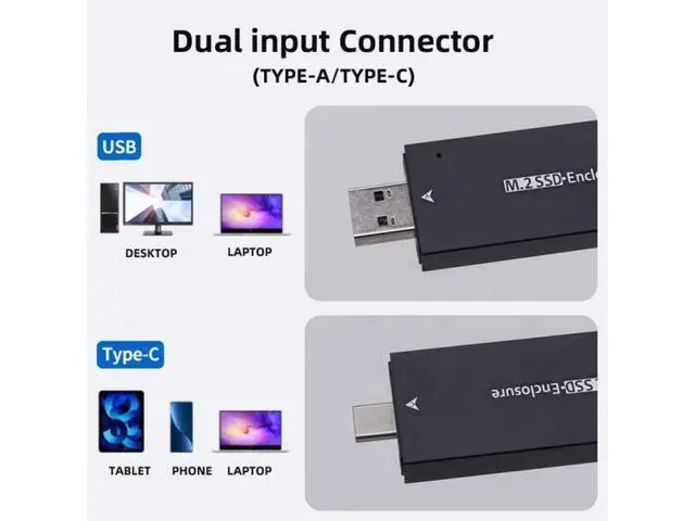 Alt view image 7 of 7 - Combo Type-C USB3.0 to NVME M-key M.2 NGFF SATA SSD PCBA Case 2230/2242mm Adapter RTL9210B Chipset UC-057-2242MM