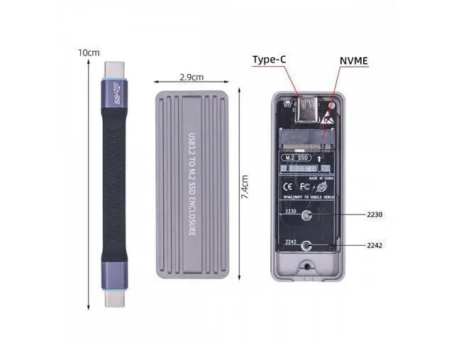 Alt view image 3 of 7 - 20Gbps Type-C USB3.2 USB4 to NVME M-key M.2 NGFF SATA SSD PCBA Enclosure 2242/2230mm Adapter RTL9220 Chipset UC-092-2242MM