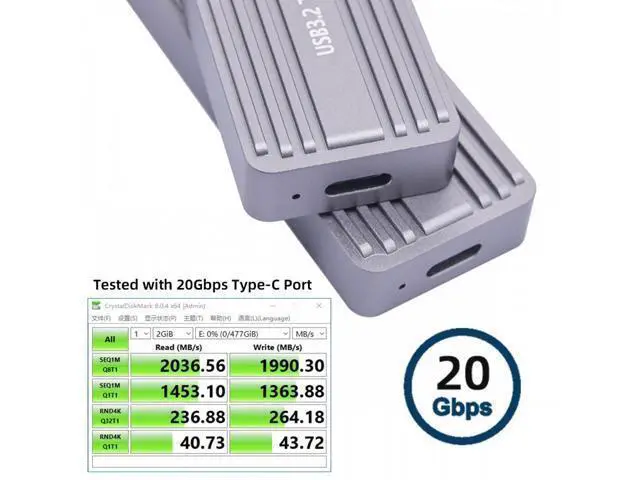 Alt view image 4 of 7 - 20Gbps Type-C USB3.2 USB4 to NVME M-key M.2 NGFF SATA SSD PCBA Enclosure 2242/2230mm Adapter RTL9220 Chipset UC-092-2242MM