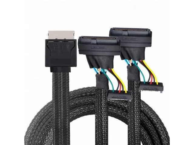 Alt view image 2 of 7 - OCuLink PCIe PCI-Express SFF-8611 8x 8-Lane to Dual SFF-8639 U.2 4x SSD Data Active Cable 50cm SF-053