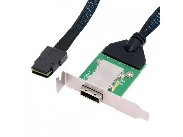 Alt view image 2 of 7 - Internal Mini SAS SFF-8087 Male to External SFF-8088 Female Extension Cable PCBA With Low Profile Bracket