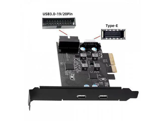 Main image of 10Gbps Type-E USB 3.1 Front Panel Socket & USB3.0 19Pin/20Pin & Dual Type-C USB-C to PCI-E Express Card Adapter ASM3142 VL822 UC-083-4P