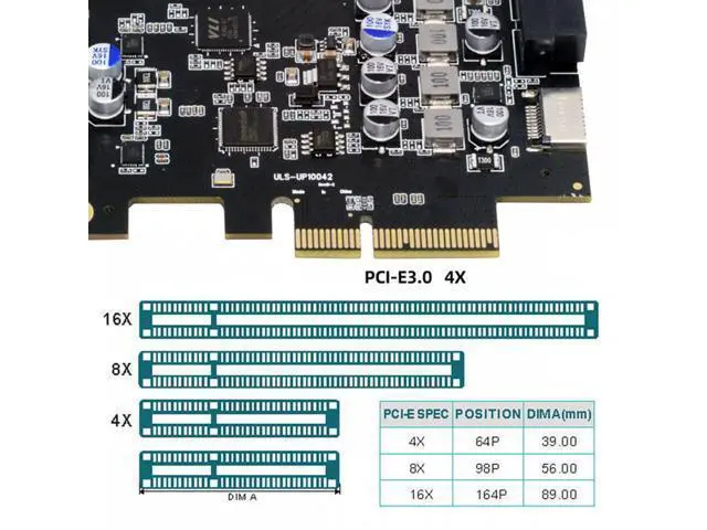 Alt view image 4 of 7 - 10Gbps Type-E USB 3.1 Front Panel Socket & USB3.0 19Pin/20Pin & Dual Type-C USB-C to PCI-E Express Card Adapter ASM3142 VL822 UC-083-4P