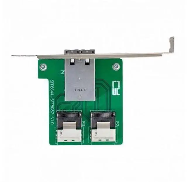 Main image of Dual Ports Mini SAS HD SFF-8644 To Internal Mini SAS SFF-8087 PCBA Female Adapter With Low Profile Bracket SF-019