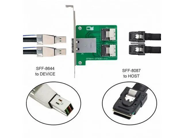 Alt view image 7 of 7 - Dual Ports Mini SAS HD SFF-8644 To Internal Mini SAS SFF-8087 PCBA Female Adapter With Low Profile Bracket SF-019