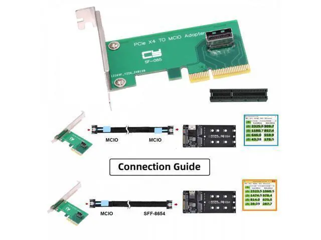 Alt view image 6 of 7 - PCI-Express 5.0 4.0 4X to MCIO Mini Cool Edge IO Female Host Adapter for PCIe Nvme U.2 SSD SF-085