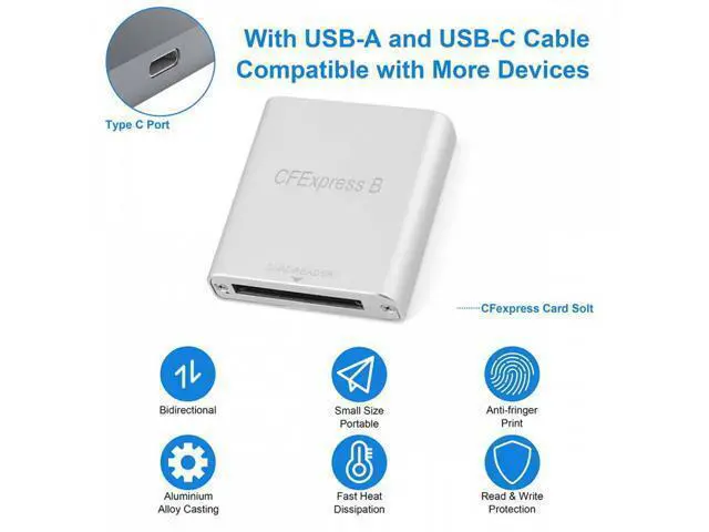 Alt view image 4 of 7 - USB3.1 Type-C USB3.0 Type-A to CF Express Extension Card Reader CFE Type-B Support R5 Z6 Z7 CFB Memory Card