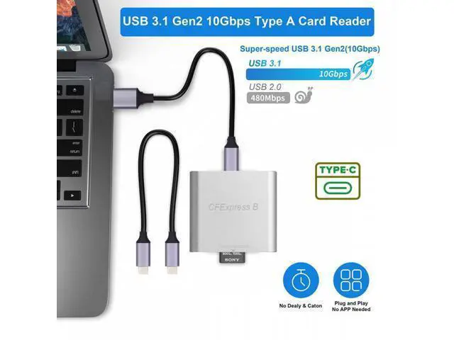 Alt view image 5 of 7 - USB3.1 Type-C USB3.0 Type-A to CF Express Extension Card Reader CFE Type-B Support R5 Z6 Z7 CFB Memory Card