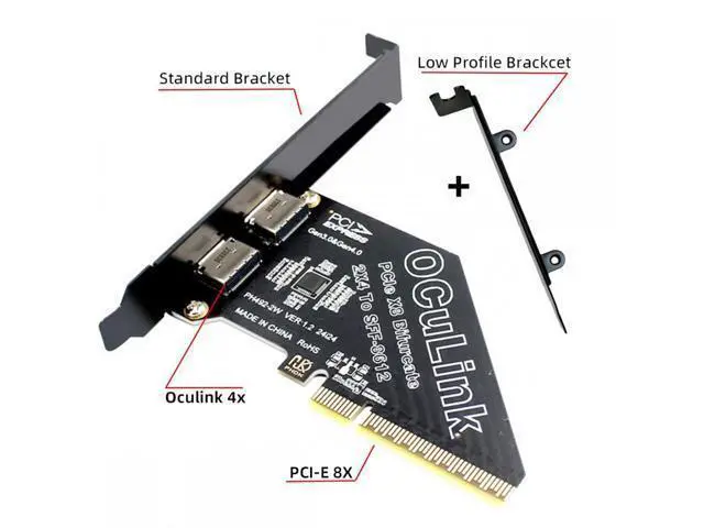 Alt view image 2 of 7 - PCI-Express 4.0 PCIE 8x Detachable to Dual Oculink SFF-8612 SFF-8611 VROC Raid0 Adapter for U.2 SSD eGPU External Graphics Card Dock SF-057-OC05