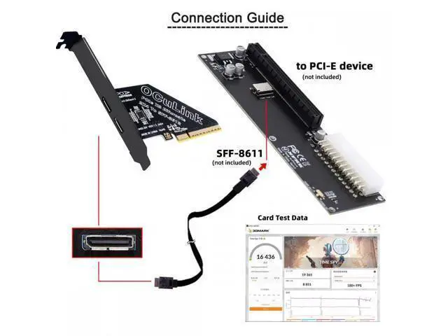 Alt view image 4 of 7 - PCI-Express 4.0 PCIE 8x Detachable to Dual Oculink SFF-8612 SFF-8611 VROC Raid0 Adapter for U.2 SSD eGPU External Graphics Card Dock SF-057-OC05