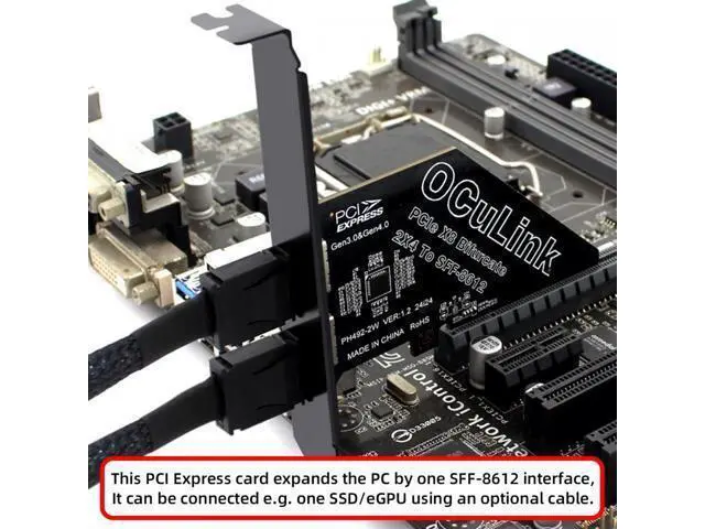 Alt view image 7 of 7 - PCI-Express 4.0 PCIE 8x Detachable to Dual Oculink SFF-8612 SFF-8611 VROC Raid0 Adapter for U.2 SSD eGPU External Graphics Card Dock SF-057-OC05