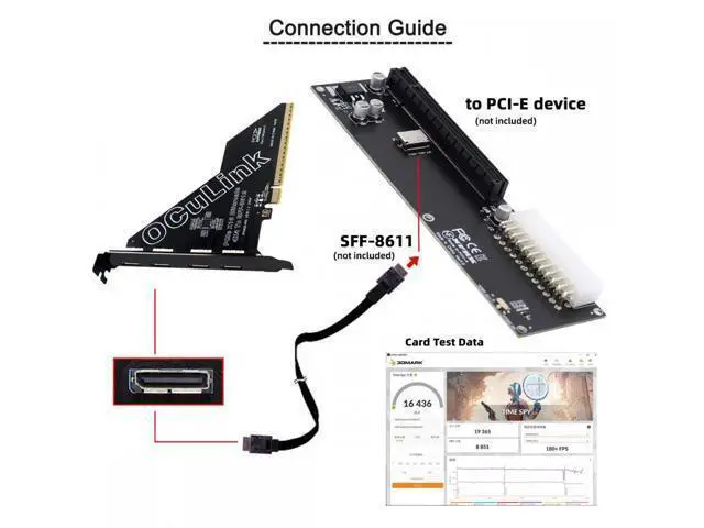 Alt view image 7 of 7 - PCI-Express 4.0 PCIE 16x Detachable to Four Oculink SFF-8612 SFF-8611 External VROC Raid0 Adapter for U.2 SSD eGPU External Graphics Card Dock SF-057-OC06