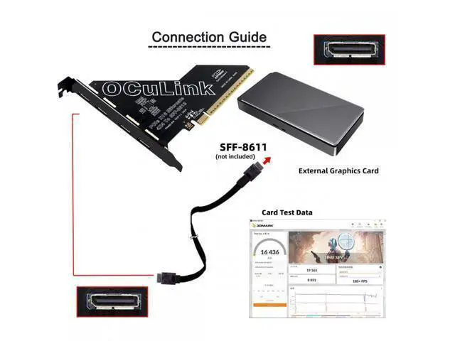 Alt view image 4 of 7 - PCI-Express 4.0 PCIE 16x Detachable to Four Oculink SFF-8612 SFF-8611 External VROC Raid0 Adapter for U.2 SSD eGPU External Graphics Card Dock SF-057-OC06