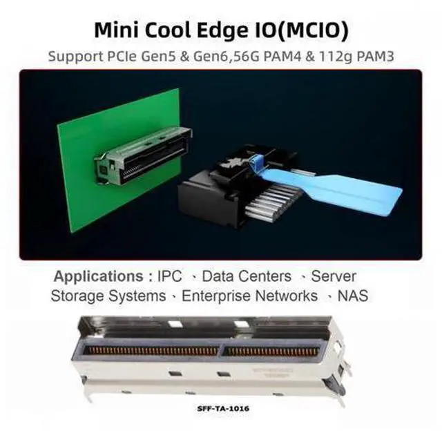 Alt view image 5 of 7 - PCI-E 5.0 Mini Cool Edge IO MCIO STR PCI-E 16x 124Pin Male to MCIO 124Pin Male Extender Cable 50cm with Pull Tab