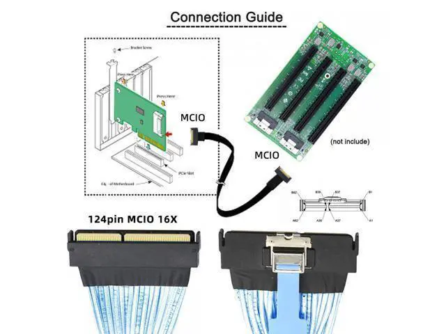 Alt view image 2 of 7 - PCI-E 5.0 Mini Cool Edge IO MCIO STR PCI-E 16x 124Pin Male to MCIO 124Pin Male Extender Cable 50cm with Pull Tab SF-097-BK