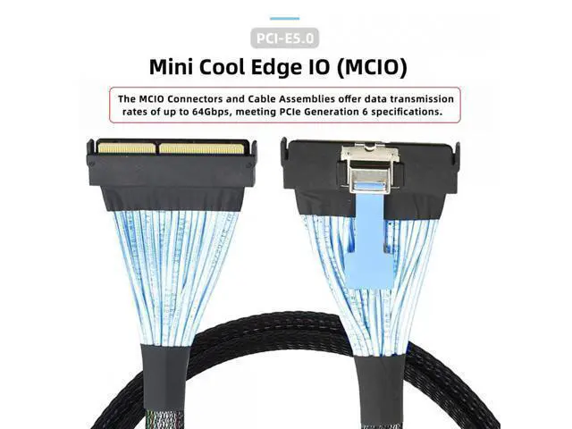 Alt view image 7 of 7 - PCI-E 5.0 Mini Cool Edge IO MCIO STR PCI-E 16x 124Pin Male to MCIO 124Pin Male Extender Cable 50cm with Pull Tab SF-097-BK