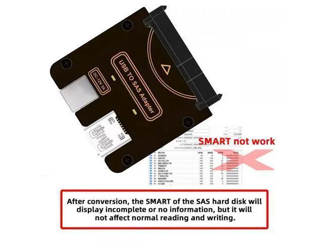 Alt view image 5 of 7 - SFF-8482 SAS 29Pin to USB 3.0 5Gbps Hard Disk Drive Raid Adapter with Chipset and Power Port (Need 12V/3A Power Supply) SF-090-USB3