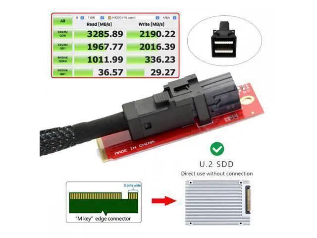 Alt view image 7 of 7 - M.2 SFF-8643 Card Adapter and U.2 U2 SFF-8639 NVME PCIe SSD Cable PCI-E 3.0 4.0 for Mainboard SSD SF-093+SF-094-RE