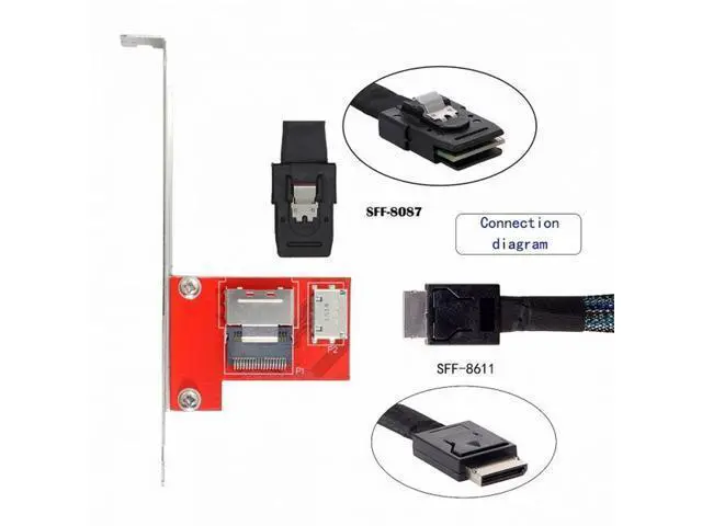 Alt view image 6 of 7 - PCI-Express 4.0 Mini SAS SFF-8087 to Oculink SFF-8611 SFF-8612 PCBA Female Adapter With Bracket SF-041