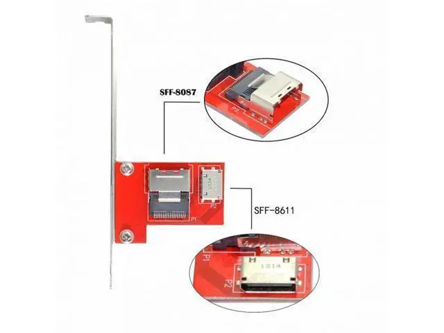 Alt view image 5 of 7 - PCI-Express 4.0 Mini SAS SFF-8087 to Oculink SFF-8611 SFF-8612 PCBA Female Adapter With Bracket SF-041