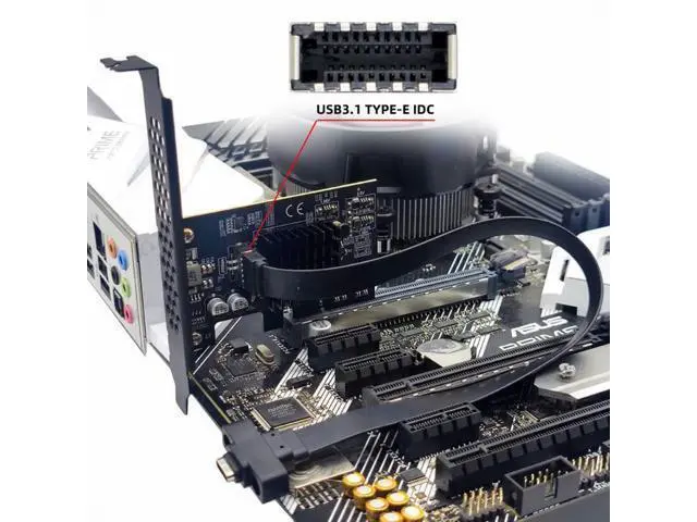Alt view image 3 of 7 - USB 3.2 Gen2 Type-E 20Gbps Front Panel Socket to PCI-E 4X Express Card Adapter for Desktop Motherboard UC-104-EF
