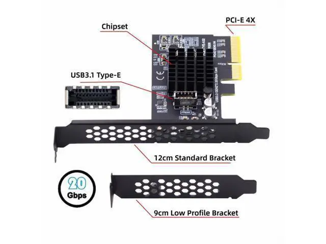 Alt view image 4 of 7 - USB 3.2 Gen2 Type-E 20Gbps Front Panel Socket to PCI-E 4X Express Card Adapter for Desktop Motherboard UC-104-EF