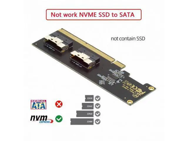 Alt view image 7 of 7 - Dual Slimline SFF-8654 8X 2 NVME to PCIE Express 3.0 4.0 Raid Card VROC Raid0 Hyper Adapter SA-016-2P