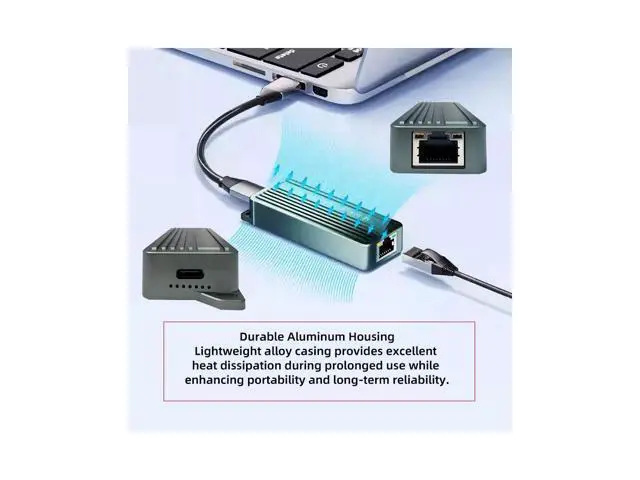 Alt view image 5 of 7 - USB-C Type-C USB4 USB3.2 Gen2 to 10Gbps GBE Gigabit 10000Mbps 5Gbps 2.5Gbps Ethernet Network LAN Cable Adapter RTL8159 for Desktop Laptop NAS UT-029-10G