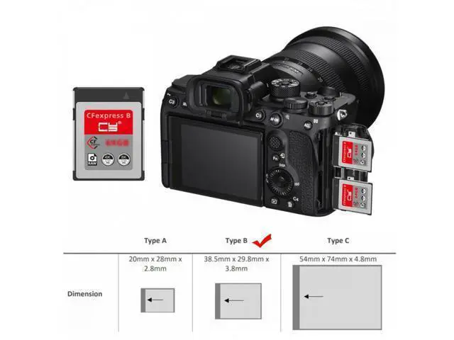 Alt view image 2 of 7 - CFexpress Type-B 64GB Memory Card CFE CFB Adapter Compatible with XS Camera 8K RAW PCIe Expansion