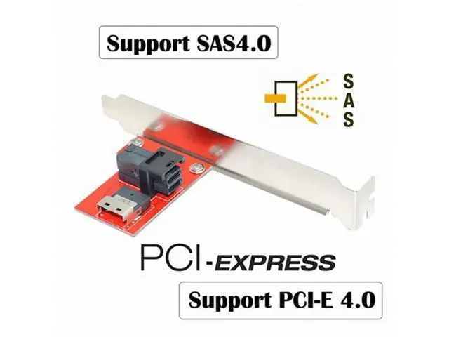 Alt view image 2 of 7 - PCI-Express 4.0 Slimline SAS SFF-8654 to HD SFF-8643 PCBA Female Adapter With Bracket SF-044