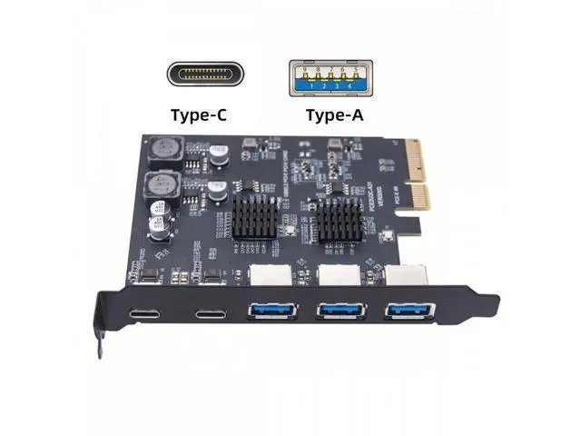Alt view image 2 of 7 - 10Gbps Three Type-A USB3.0 Back Panel Socket & Dual USB3.1 Type-C USB-C to PCI-E Express Card Adapter ASM3142 VL822