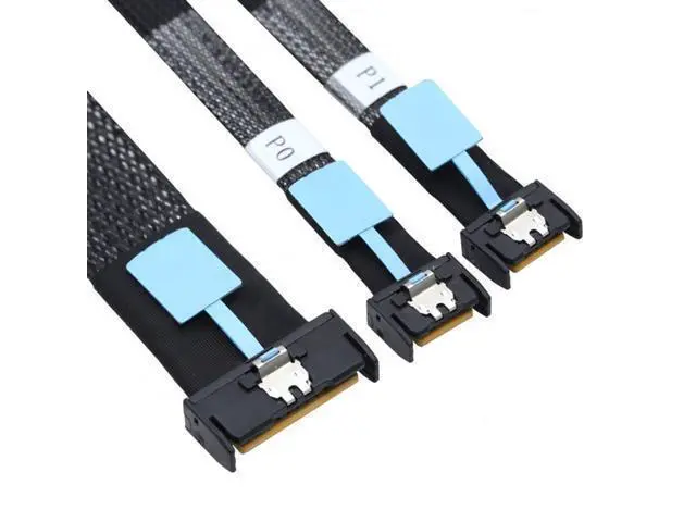Main image of PCI-E 5.0 Mini Cool Edge IO MCIO STR PCI-E 8i 74Pin Male to Dual MCIO 38Pin Male Extender Cable 50cm