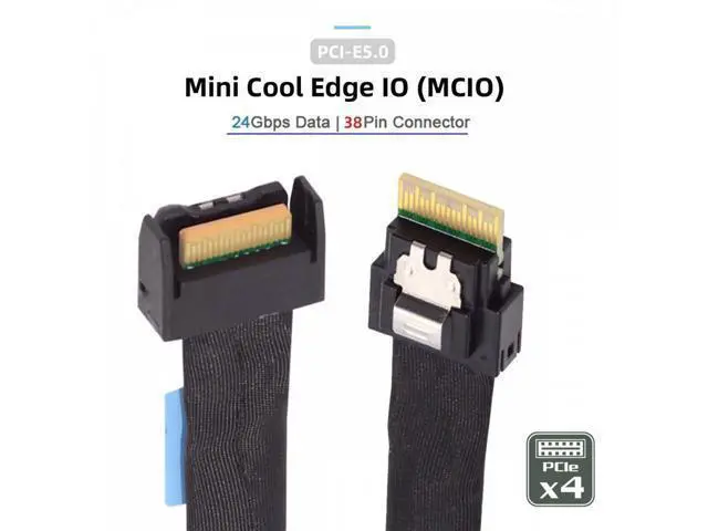 Alt view image 7 of 7 - PCI-E 5.0 Mini Cool Edge IO MCIO PCI-E 4i 38Pin Male to SFF-8654 Slimline 4X Extender Cable 50cm