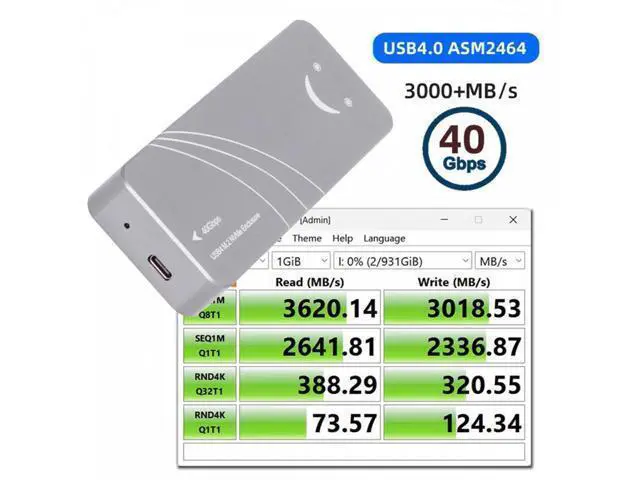 Alt view image 7 of 7 - Type-C USB4 40Gbps to PCI-E 4.0 X4 SSD NVME NGFF M-Key Enclosure USB-C 20Gbps ASM2464 Chipset