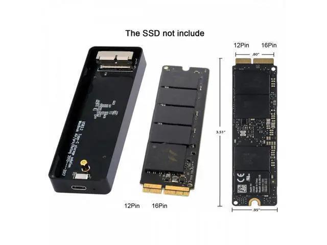 Alt view image 2 of 7 - USB3.2 Type-C USB-C to 16+12Pin Mobile Box HDD Enclosure for MAC Air Pro 2013 2014 2015 2016 SSD Portable Case U3-009-TC