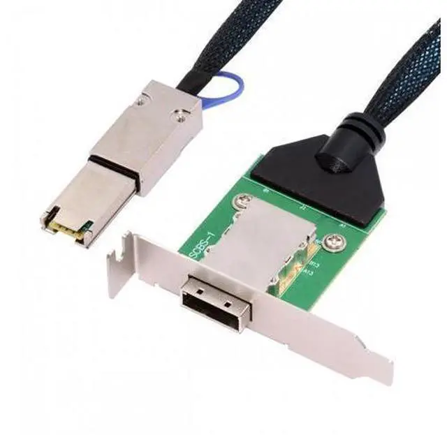 Main image of External Mini SAS SFF-8088 Male to SFF-8088 Female Extension Cable PCBA With Low Profile Bracket SF-083-26PIN