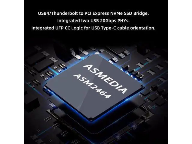 Alt view image 5 of 7 - Type-C USB4 40Gbps to PCI-E 4.0 X4 SSD NVME NGFF M-Key Enclosure USB-C 20Gbps ASM2464 Chipset UC-116-SL